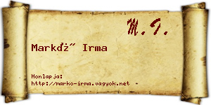 Markó Irma névjegykártya